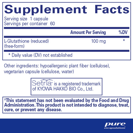 Pure Encapsulations Reduced Glutathione 60's- Lillys Pharmacy and Health Store