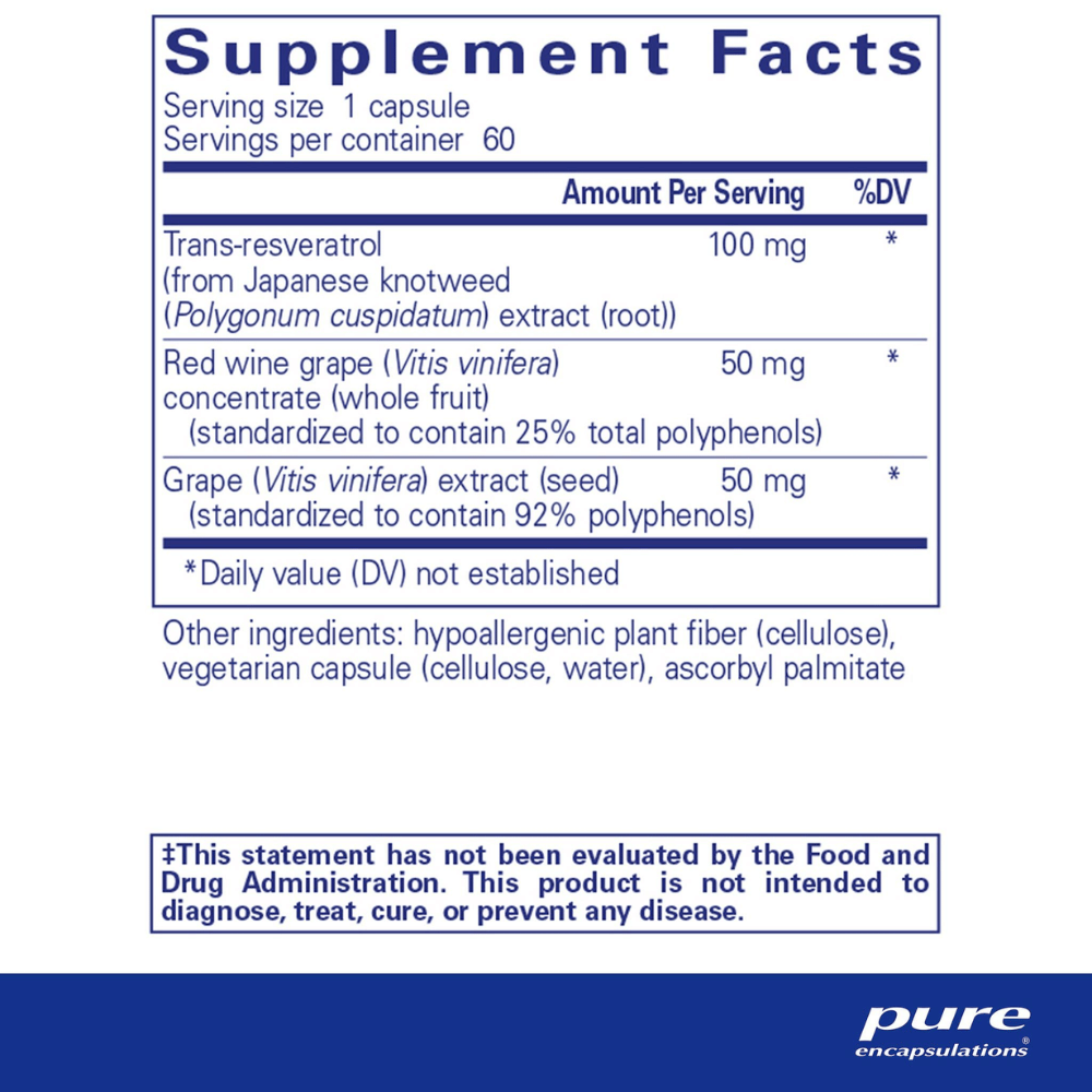 Pure Encapsulations Resveratrol Extra 60's- Lillys Pharmacy and Health Store