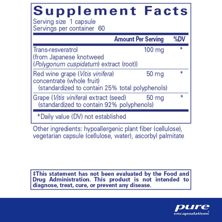 Pure Encapsulations Resveratrol Extra 60's- Lillys Pharmacy and Health Store