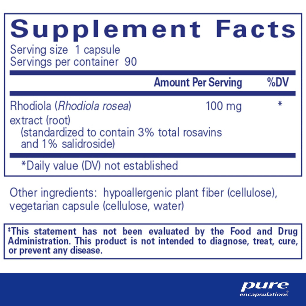 Pure Encapsulations Rhodiola Rosea 90's- Lillys Pharmacy and Health Store