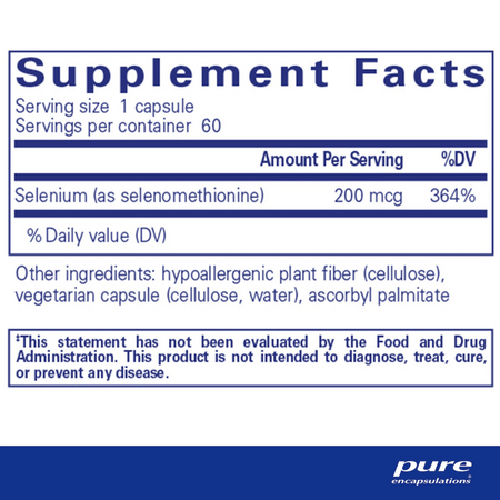 Pure Encapsulations Selenium 60's- Lillys Pharmacy and Health Store