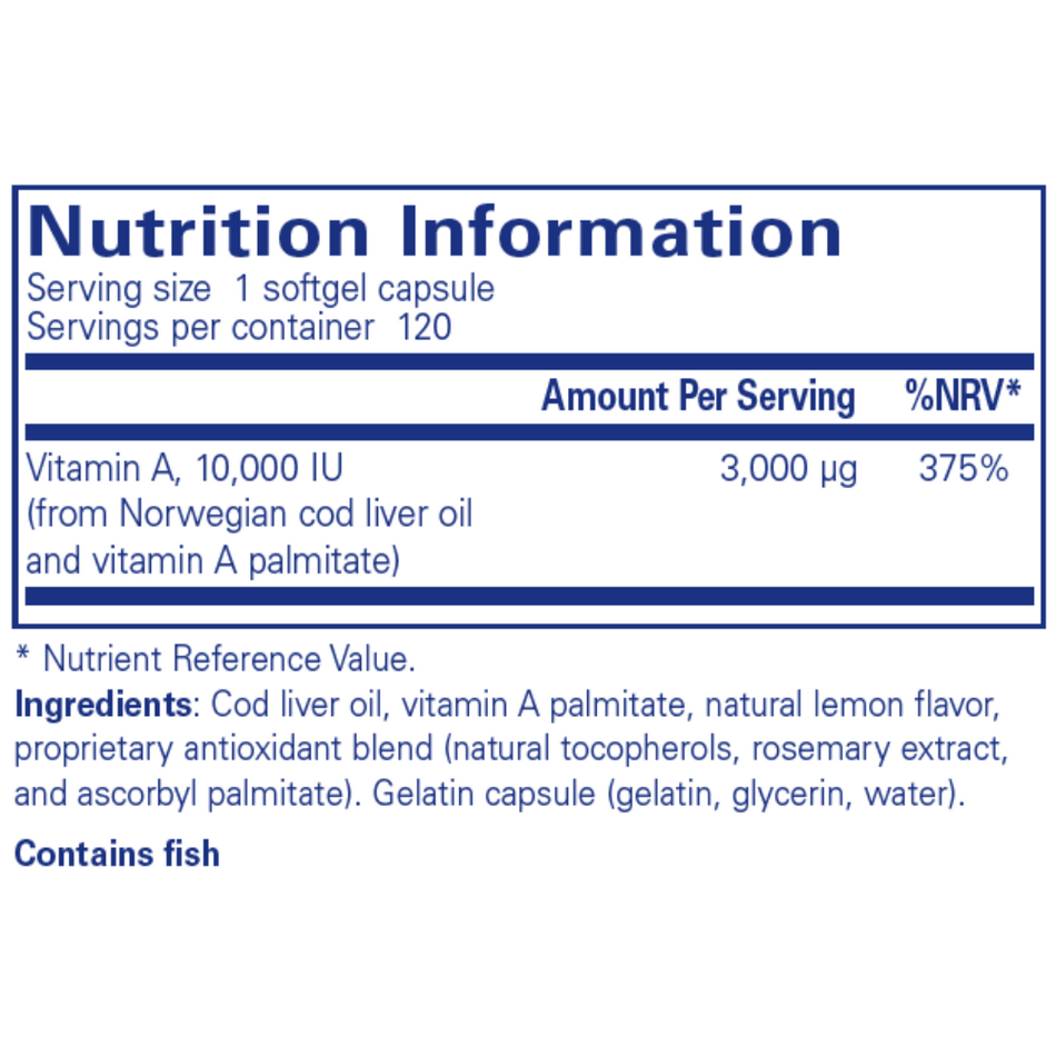 Pure Encapsulations Vitamin A 10,000 IU 120's- Lillys Pharmacy and Health Store