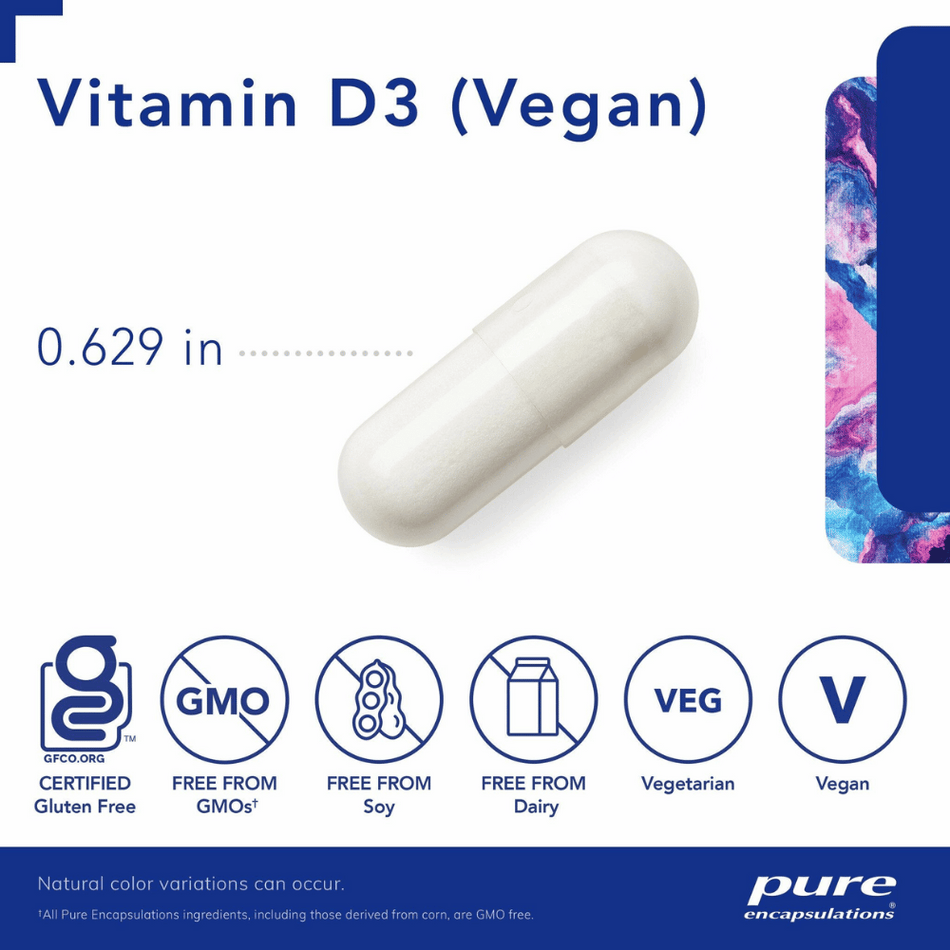 Pure Encapsulations Vitamin D3 (vegan) 2,000 IU 120's- Lillys Pharmacy and Health Store