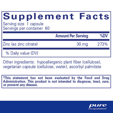 Pure Encapsulations Zinc (citrate) 60's- Lillys Pharmacy and Health Store