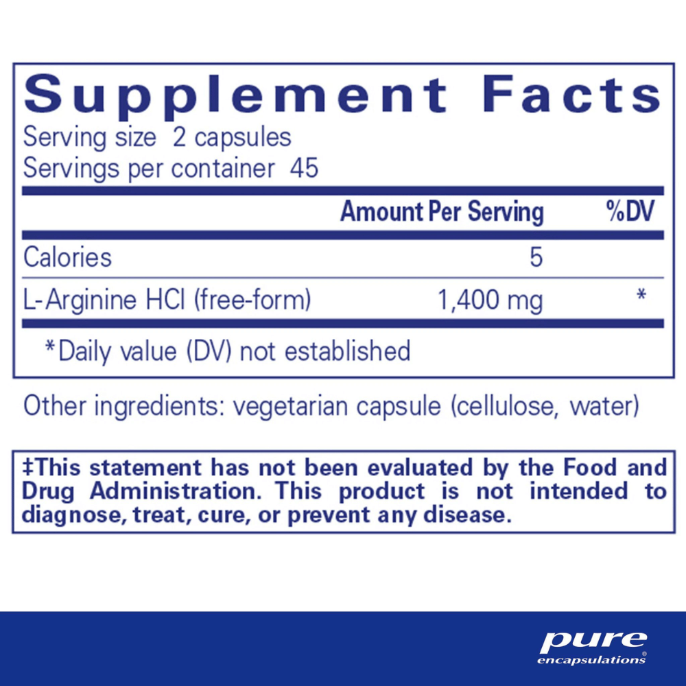 Pure Encapsulations l-Arginine 90's- Lillys Pharmacy and Health Store