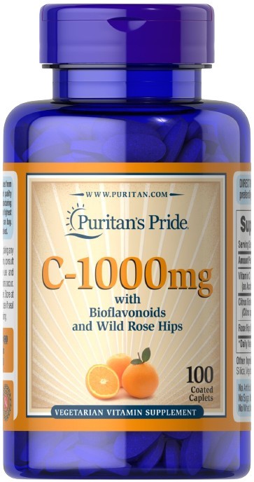 Puritan's Pride C-1000 with Bioflavonoids & Wild Rose Hips, 1000mg - 100 caplets - Lilly's Pharmacy
