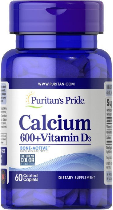 Puritan's Pride Calcium + Vitamin D3 - 60 caplets - Lilly's Pharmacy
