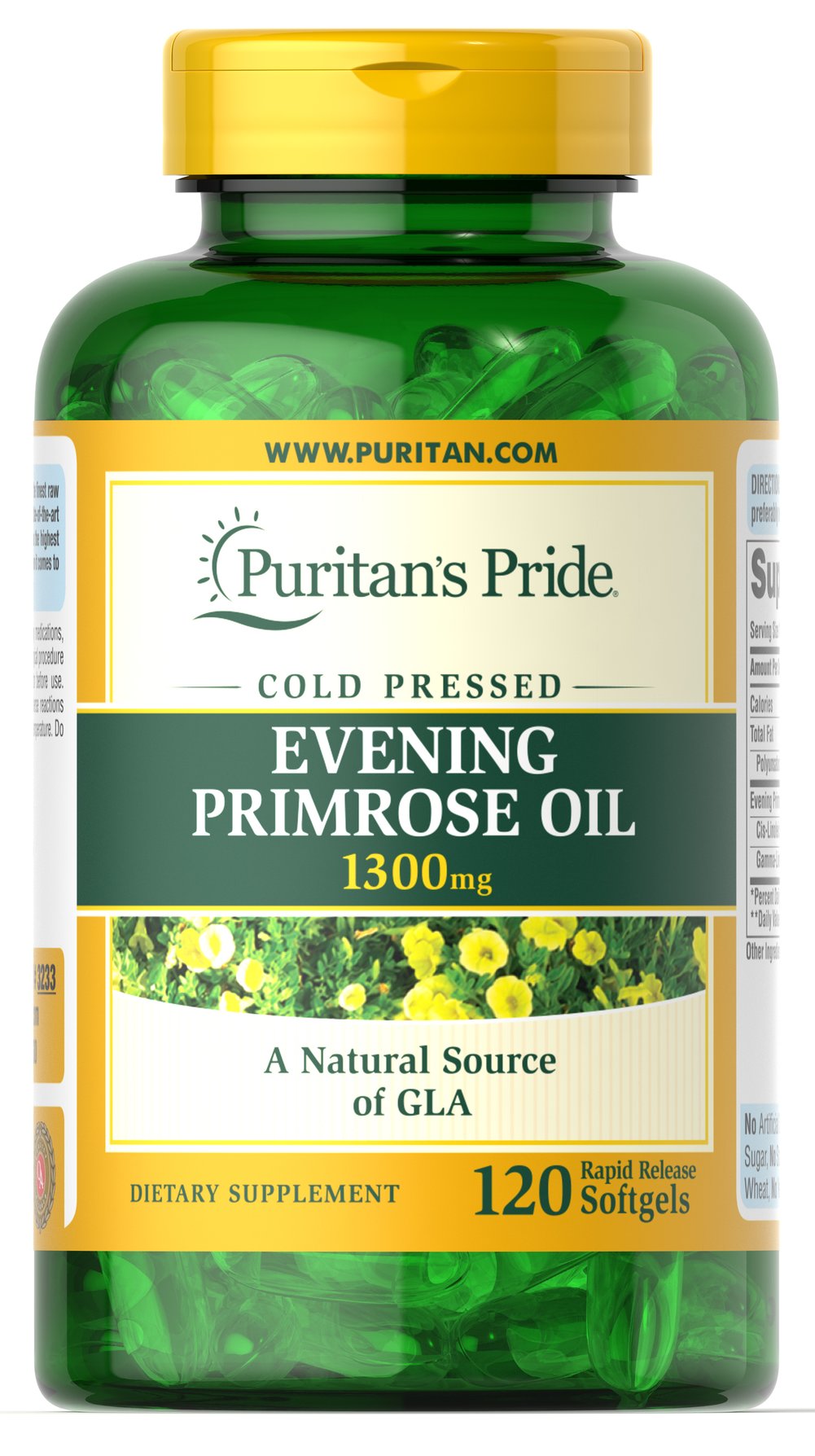 Puritan's Pride Evening Primrose Oil, 1300mg - 120 softgels - Lilly's Pharmacy