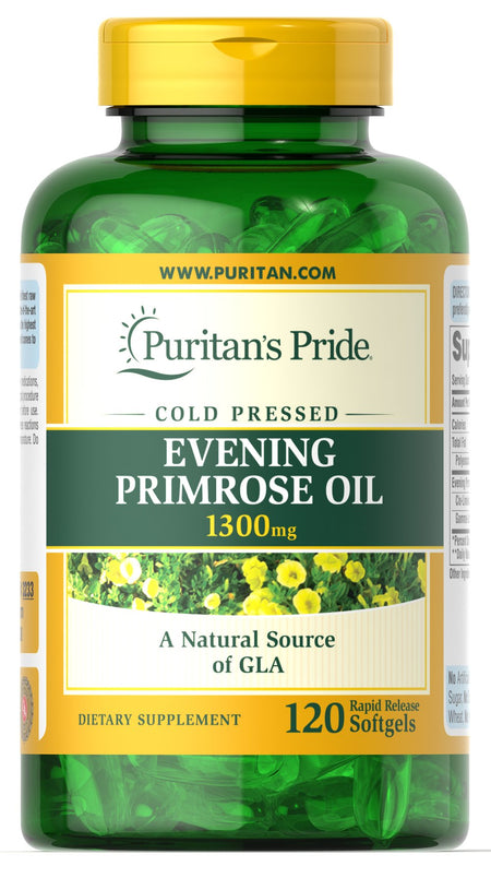 Puritan's Pride Evening Primrose Oil, 1300mg - 120 softgels - Lilly's Pharmacy