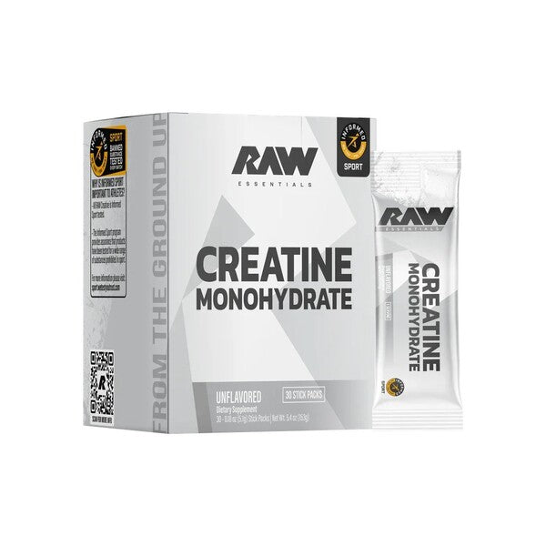 Raw Nutrition Creatine Monohydrate Stick Packs, Unflavoured - 30 x 5g