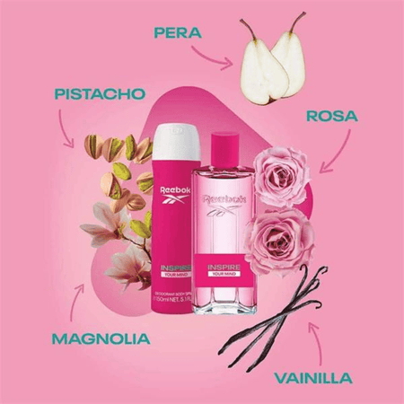 Reebok Inspire Your Mind Ladies 100ml 2pc Gift Set100ml Edt Spr, 150ml Deodorant Spr- Lillys Pharmacy and Health Store