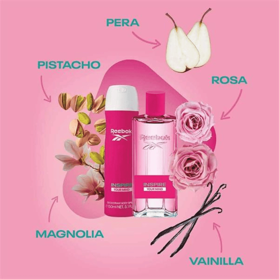 Reebok Inspire Your Mind Ladies 100ml 2pc Gift Set100ml Edt Spr, 150ml Deodorant Spr- Lillys Pharmacy and Health Store
