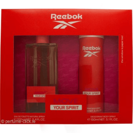 Reebok Move Your Spirit Ladies 100ml 2pc Gift Set100ml Edt Spr, 150ml Deodorant Spr- Lillys Pharmacy and Health Store