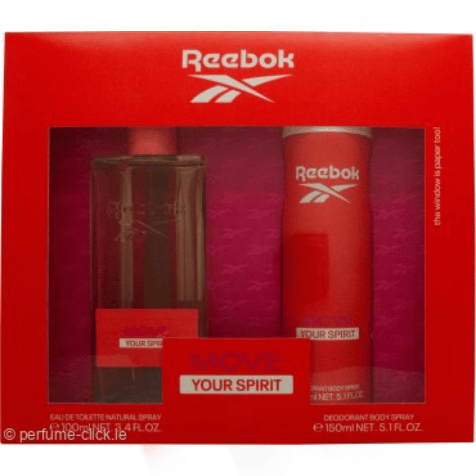 Reebok Move Your Spirit Ladies 100ml 2pc Gift Set100ml Edt Spr, 150ml Deodorant Spr- Lillys Pharmacy and Health Store