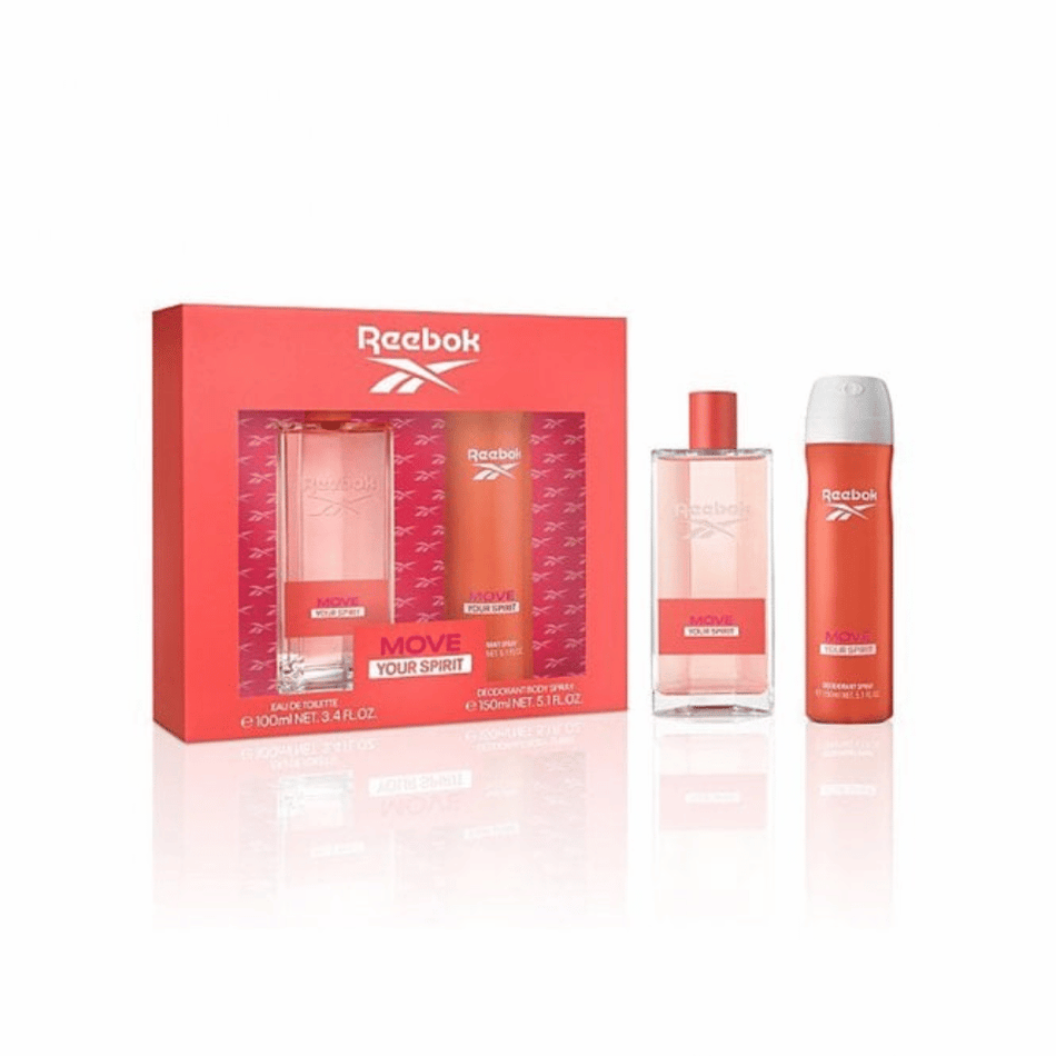 Reebok Move Your Spirit Ladies 100ml 2pc Gift Set100ml Edt Spr, 150ml Deodorant Spr- Lillys Pharmacy and Health Store