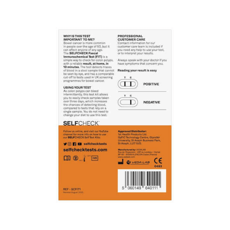SELFCheck Faecal Immunochemical Test (FIT) - 1 Test- Lillys Pharmacy and Health Store