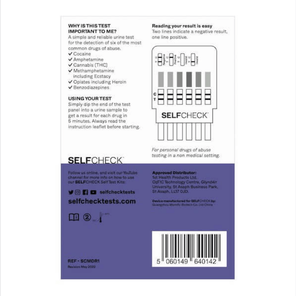 SELFCheck Multi Drug Test 6 Panel - 1 Test- Lillys Pharmacy and Health Store