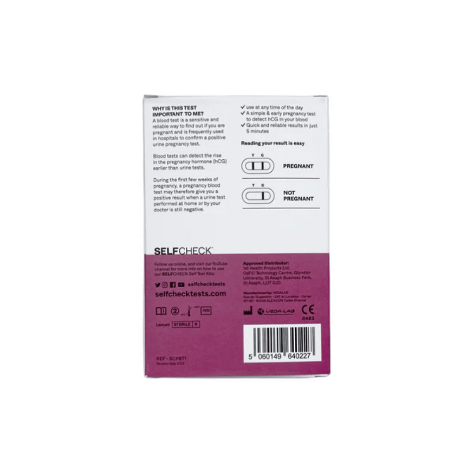 SELFCheck Pregnancy Blood Test - 1 Test- Lillys Pharmacy and Health Store