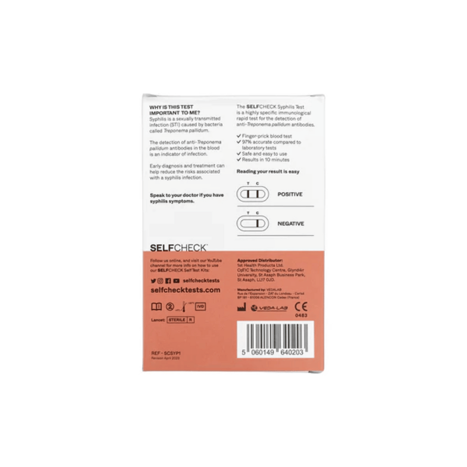 SELFCheck Syphilis Test - 1 Test- Lillys Pharmacy and Health Store
