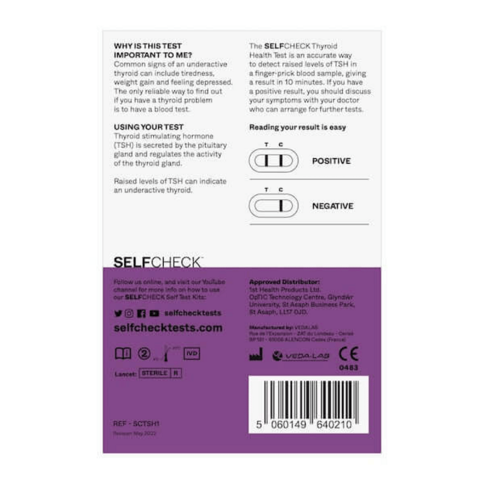 SELFCheck Thyroid Health Test - 1 Test- Lillys Pharmacy and Health Store