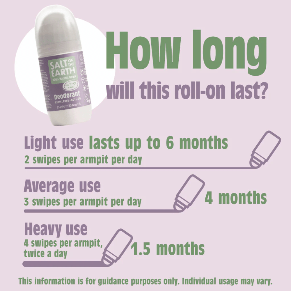 Salt Of The Earth Clary Sage & Mint Natural Refillable Roll-On Deodorant 75ml- Lillys Pharmacy and Health Store