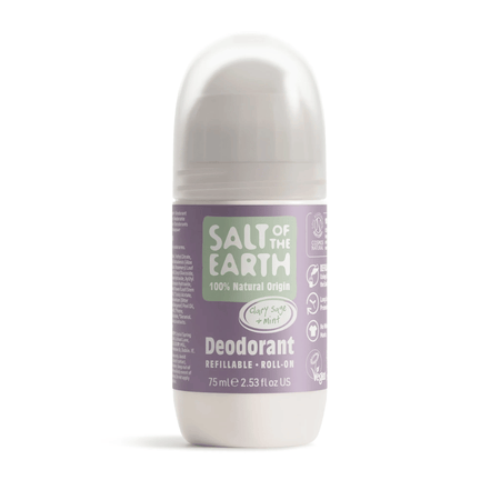 Salt Of The Earth Clary Sage & Mint Natural Refillable Roll-On Deodorant 75ml- Lillys Pharmacy and Health Store