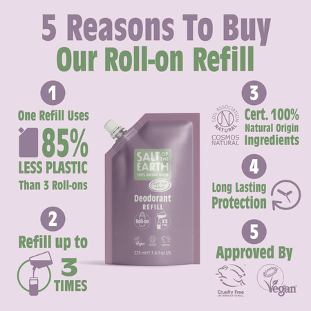 Salt Of The Earth Clary Sage & Mint Roll-On Refill Pouch 225ml- Lillys Pharmacy and Health Store