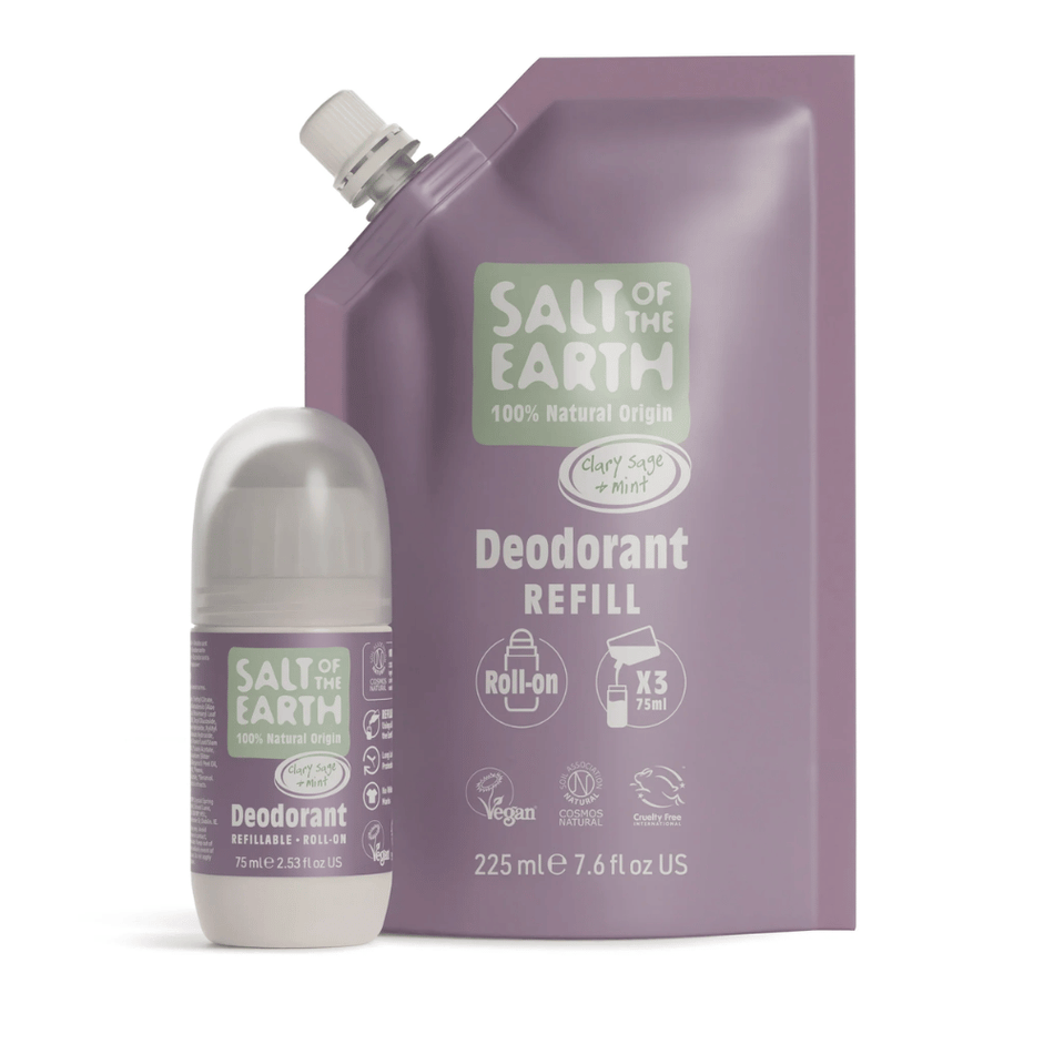Salt Of The Earth Clary Sage & Mint Roll-On Refill Pouch 225ml- Lillys Pharmacy and Health Store