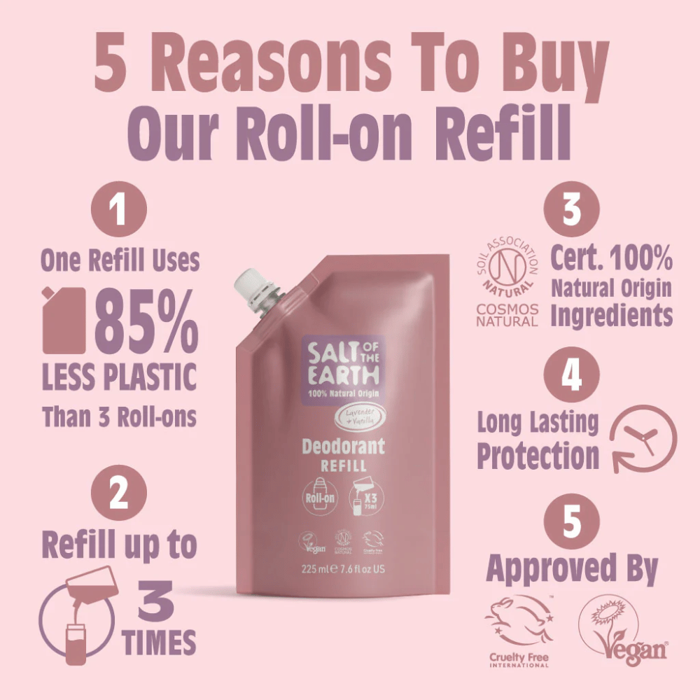 Salt Of The Earth Lavender & Vanilla Roll-On Refill Pouch 225ml- Lillys Pharmacy and Health Store