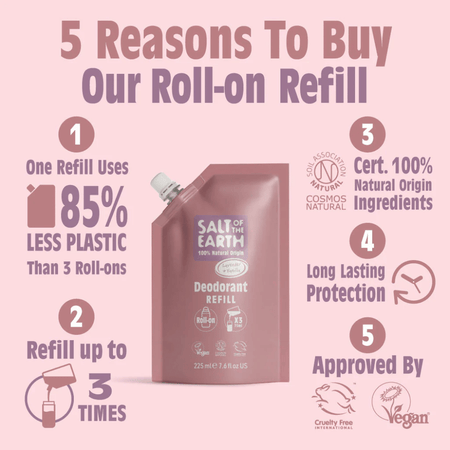 Salt Of The Earth Lavender & Vanilla Roll-On Refill Pouch 225ml- Lillys Pharmacy and Health Store