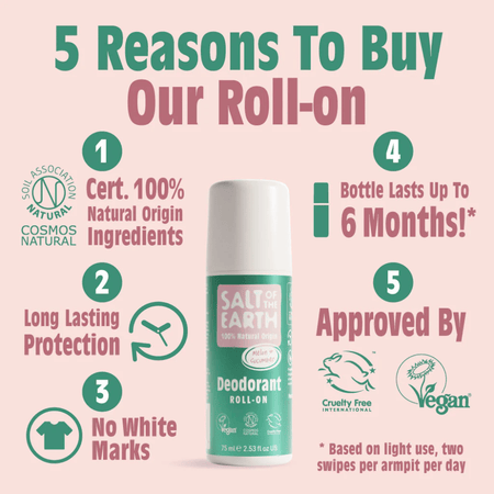 Salt Of The Earth Melon & Cucumber Natural Roll-On Deodorant 75ml- Lillys Pharmacy and Health Store