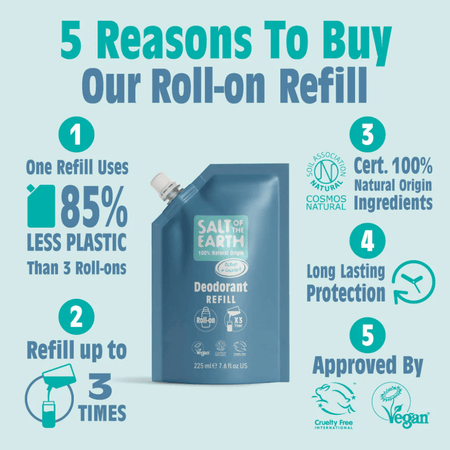 Salt Of The Earth Ocean & Coconut Roll-On Refill Pouch 225ml- Lillys Pharmacy and Health Store