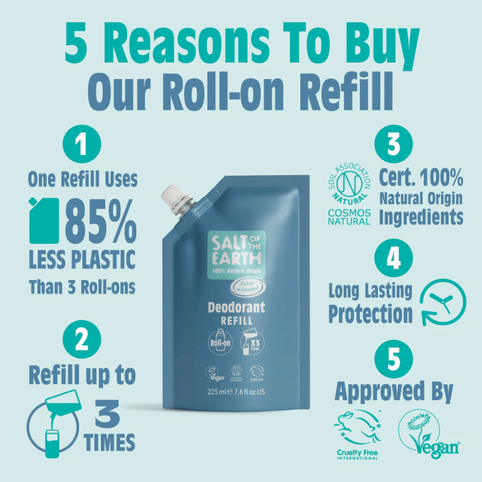 Salt Of The Earth Ocean & Coconut Roll-On Refill Pouch 225ml- Lillys Pharmacy and Health Store