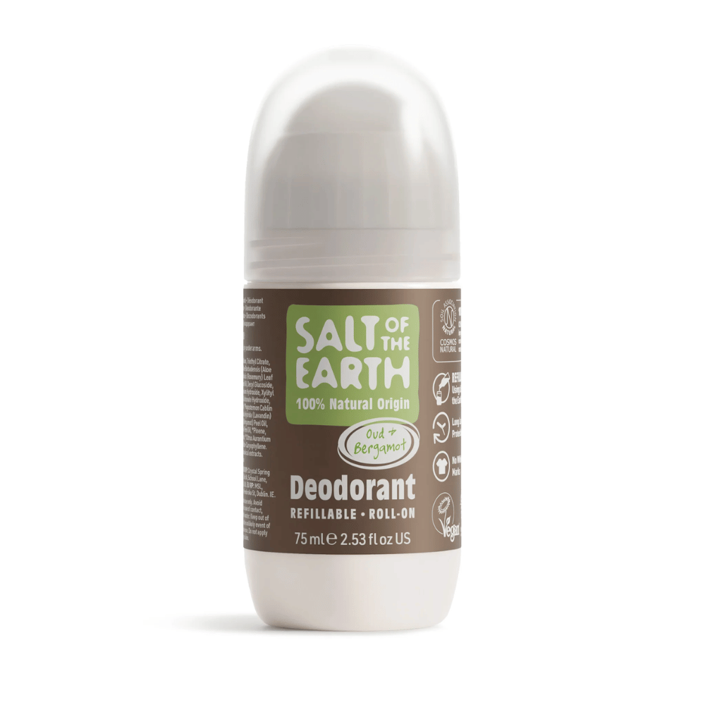 Salt Of The Earth Oud & Bergamot Natural Refillable Roll-On Deodorant 75ml- Lillys Pharmacy and Health Store