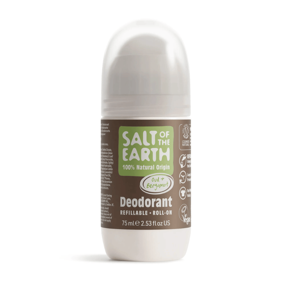 Salt Of The Earth Oud & Bergamot Natural Refillable Roll-On Deodorant 75ml- Lillys Pharmacy and Health Store
