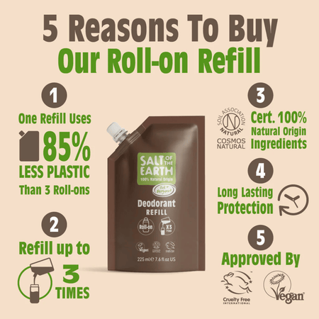 Salt Of The Earth Oud & Bergamot Roll-On Refill Pouch 225ml- Lillys Pharmacy and Health Store