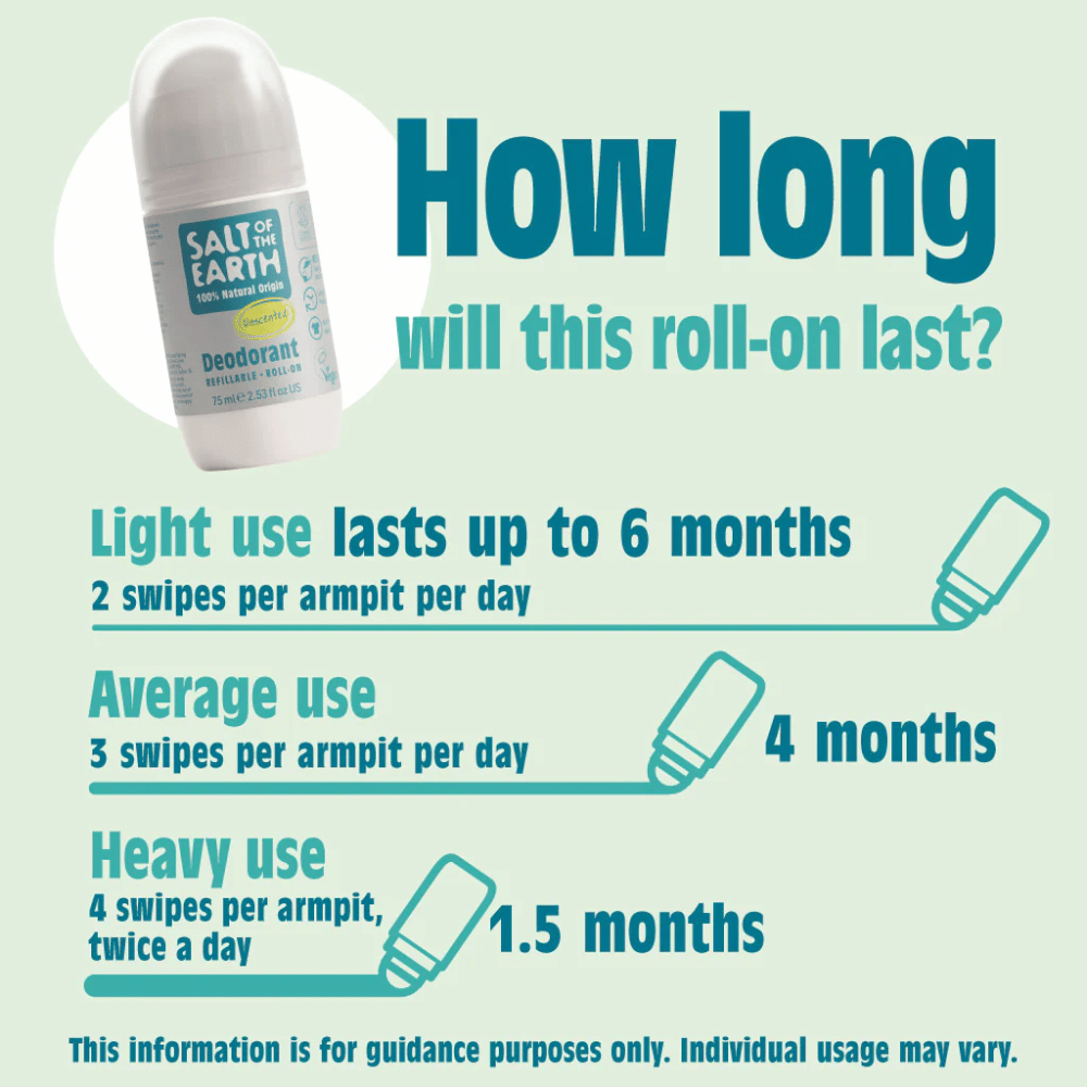 Salt Of The Earth Unscented Natural Refillable Roll-On Deodorant 75ml- Lillys Pharmacy and Health Store