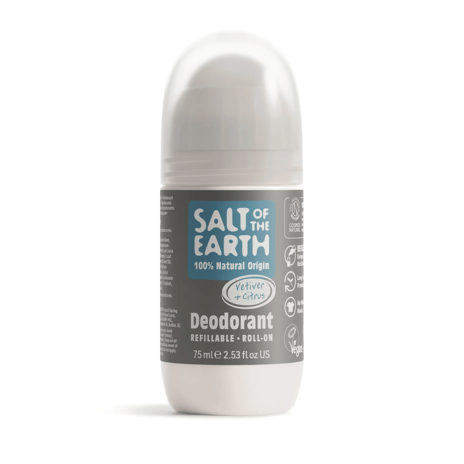 Salt Of The Earth Vetiver & Citrus Natural Refillable Roll-On Deodorant 75ml- Lillys Pharmacy and Health Store
