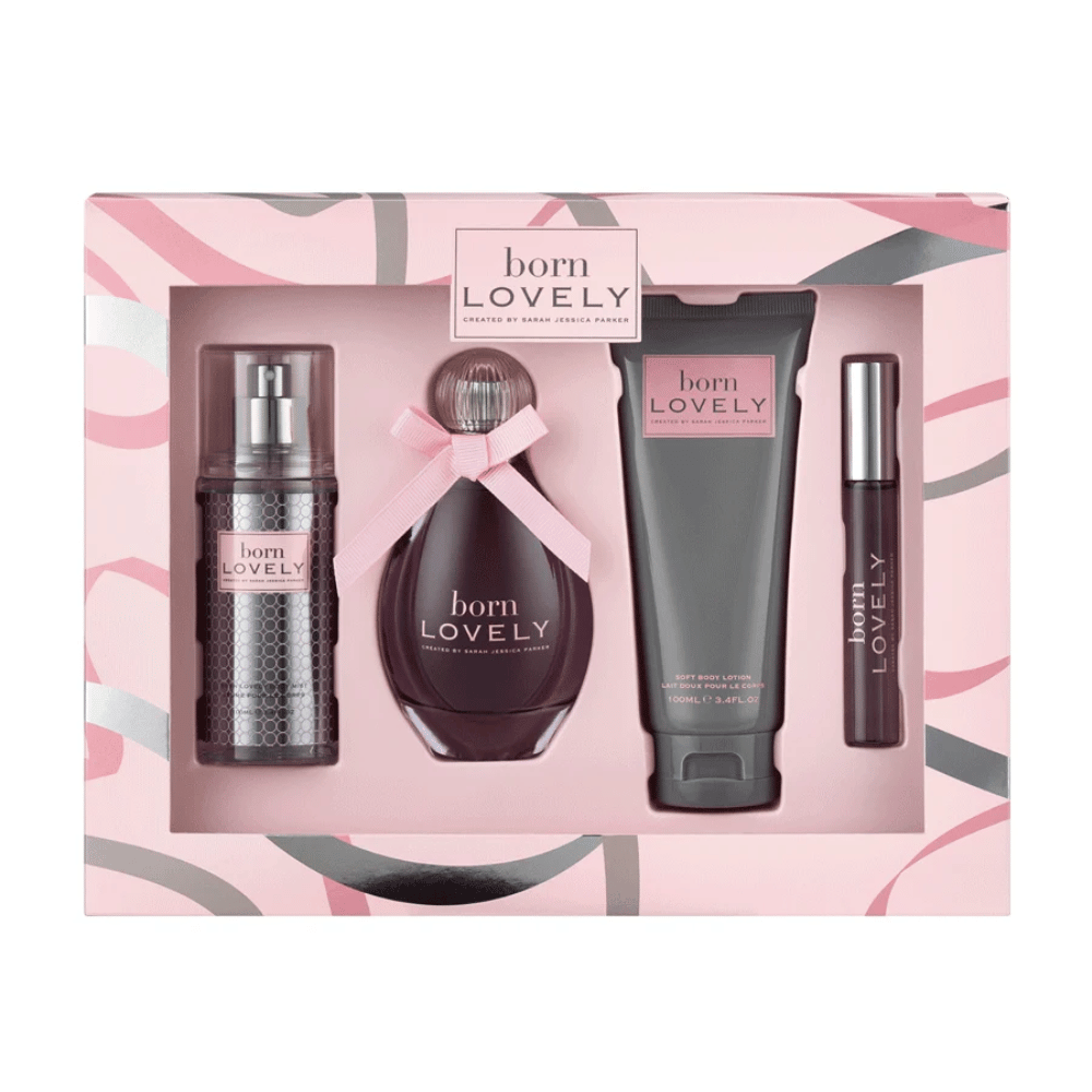 Sarah Jessica Parker Born Lovely 100ml 4 Piece Gift Set - 100ml Eau de Parfum Spray, 100ml Body Lotion, 100ml Body Mist, 10ml Eau de Parfum Rollerball- Lillys Pharmacy and Health Store