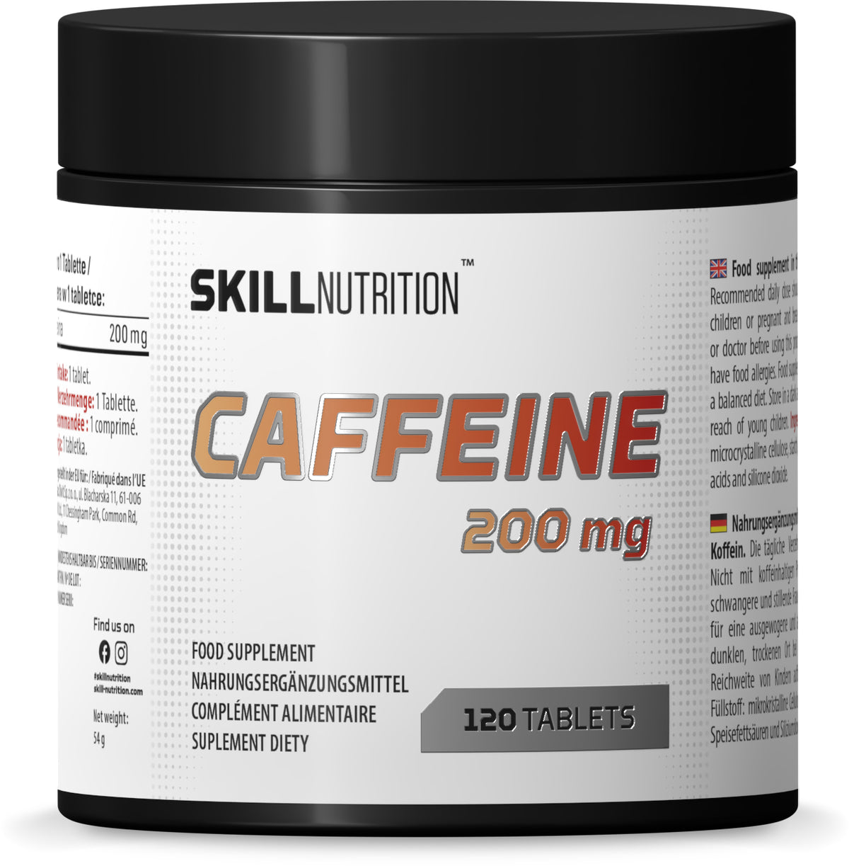 Skill Nutrition Caffeine, 200mg 120 tabs- Lillys Pharmacy and Health Store