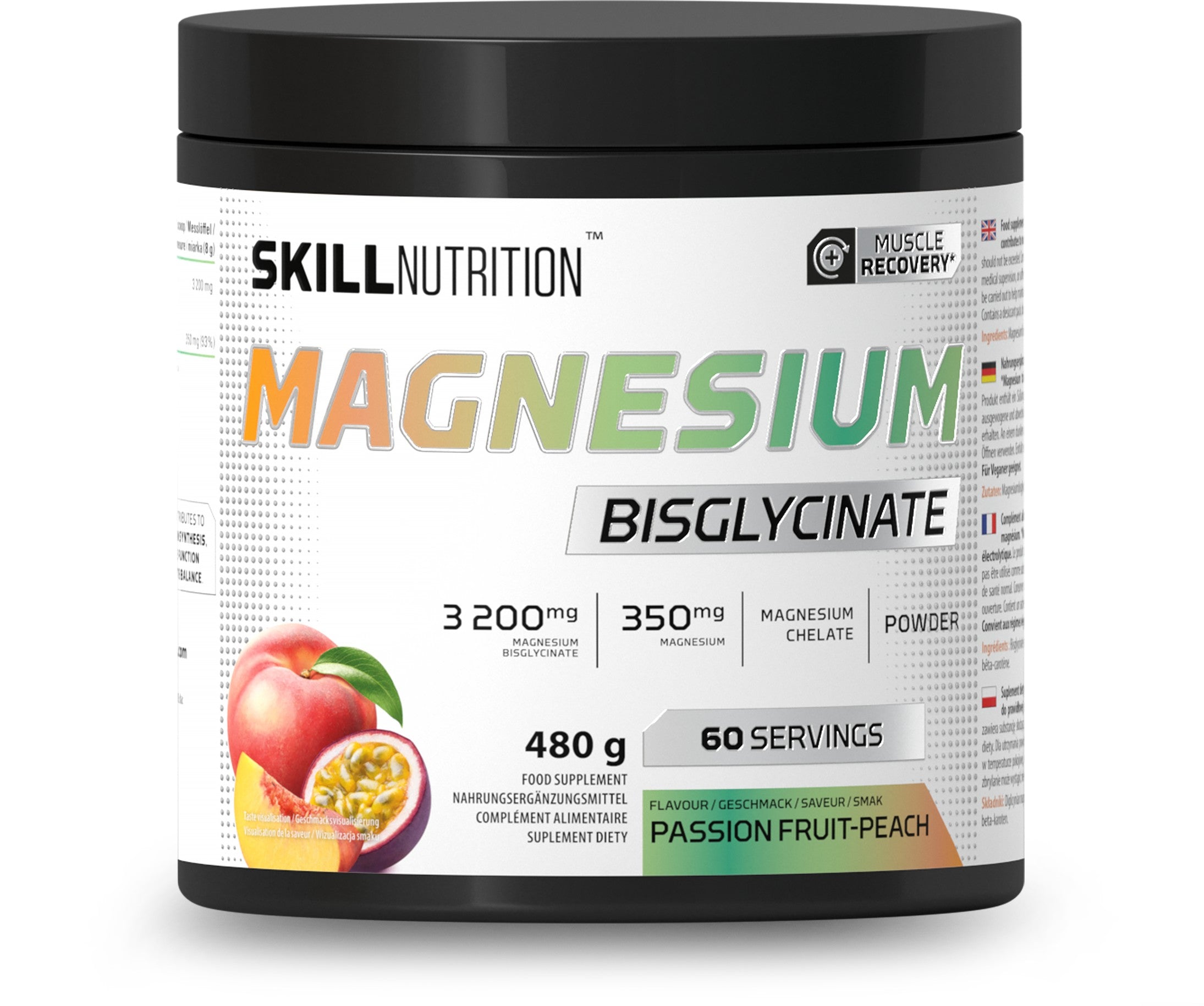 Skill Nutrition Magnesium Bisglycinate Powder, Passion FruitPeach 480g- Lillys Pharmacy and Health Store