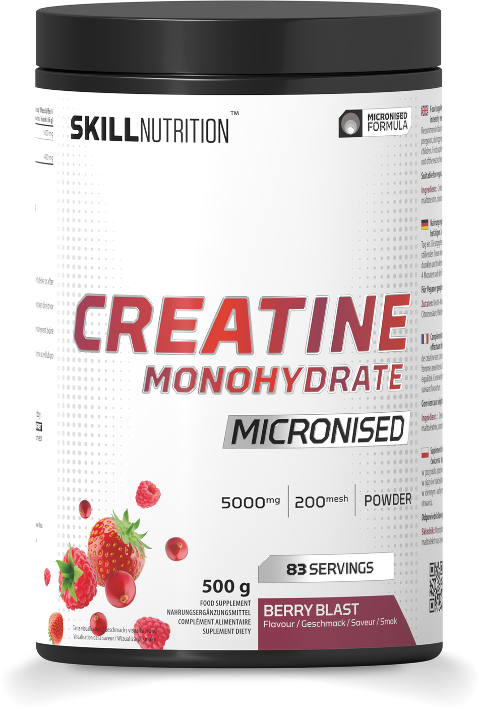 Skill Nutrition Micronised Creatine Monohydrate Flavoured, Berry Blast 500g- Lillys Pharmacy and Health Store