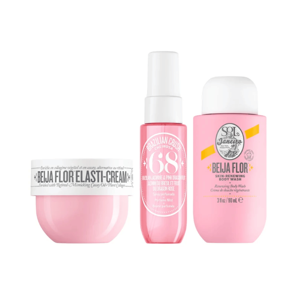 Sol De Janeiro Beija Flor Elasti 30ml 3 Piece Gift Set - 90ml Skin Renewing Body Wash, 50ml Cream, 30ml Brazilian Crush Cheirosa 68 Perfume Mist- Lillys Pharmacy and Health Store