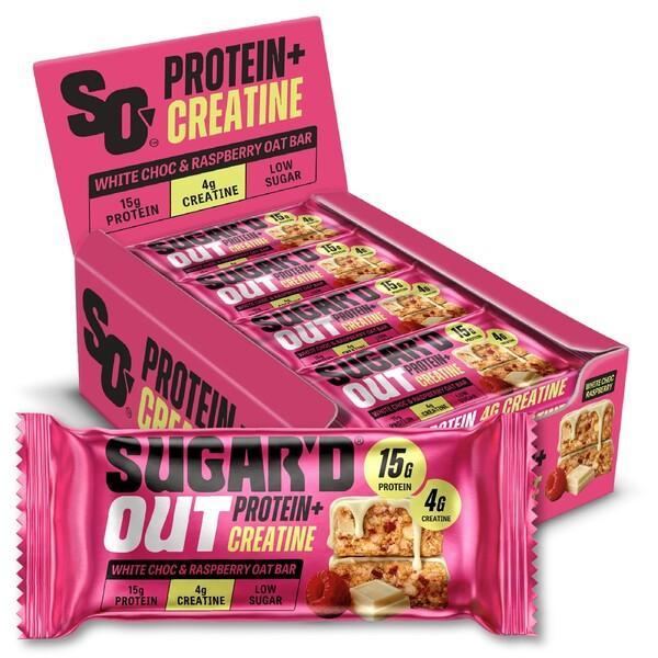 Sugar'd Out Protein + Creatine Bar, White Choc & Raspberry - 12 x 68g - Lilly’s Pharmacy & Health Store