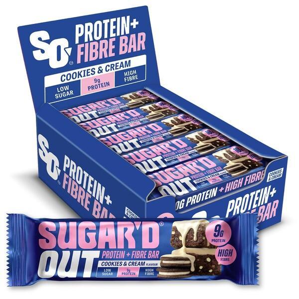 Sugar'd Out Protein + Fibre Bar, Cookies & Cream - 15 x 62g - Lilly’s Pharmacy & Health Store