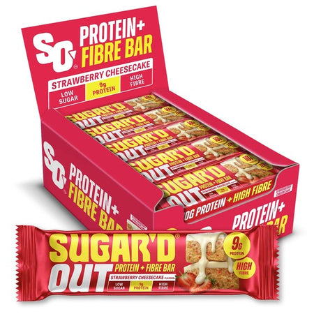 Sugar'd Out Protein + Fibre Bar, Strawberry Cheesecake - 15 x 62g - Lilly’s Pharmacy & Health Store