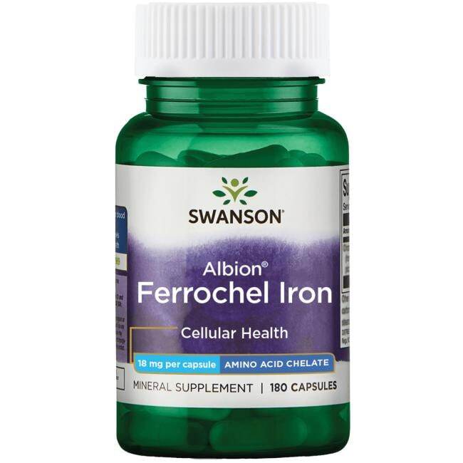 Swanson Albion Ferrochel Iron, 18mg - 180 Caps - Lilly's Pharmacy