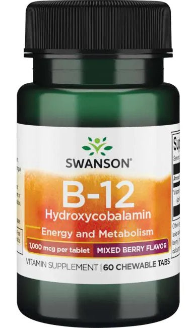 Swanson B-12 Hydroxycobalamin, 1000mcg - 60 chewable tablets - Lilly's Pharmacy