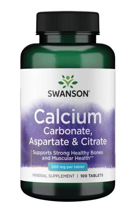 Swanson Calcium Carbonate, Aspartate & Citrate, 500mg - 100 tablets - Lilly’s Pharmacy & Health Store