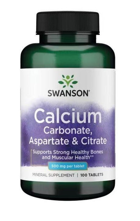 Swanson Calcium Carbonate, Aspartate & Citrate, 500mg - 100 tablets - Lilly’s Pharmacy & Health Store